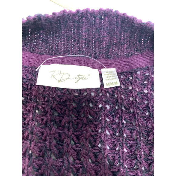 Purple Open-Front Cardigan Sweater Knitwear Cozy Size M - Picture 6 of 9